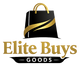 A logo featuring a black shopping bag with gold handles and a gold diagonal stripe, above the text 'Elite Buys GOODS' in gold on a white background.