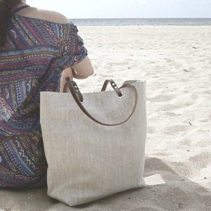 Alternative view of Minimalist Natural Linen Beach Bag