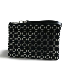 Linen Cutch Bag with Eyelet Embroidery