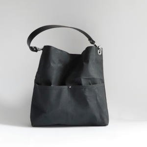 Black Waxed Canvas Shoulder Bag