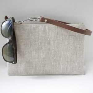 Simple Linen Wristlet, Clutch Bag