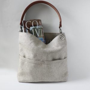 Alternative view of Hobo Style Bag in Woven Flax - Medium