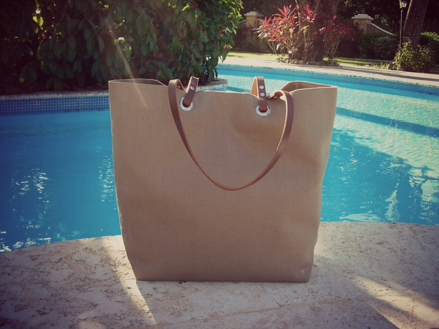 Taupe Linen Beach Bag by Independent Reign - Image 3