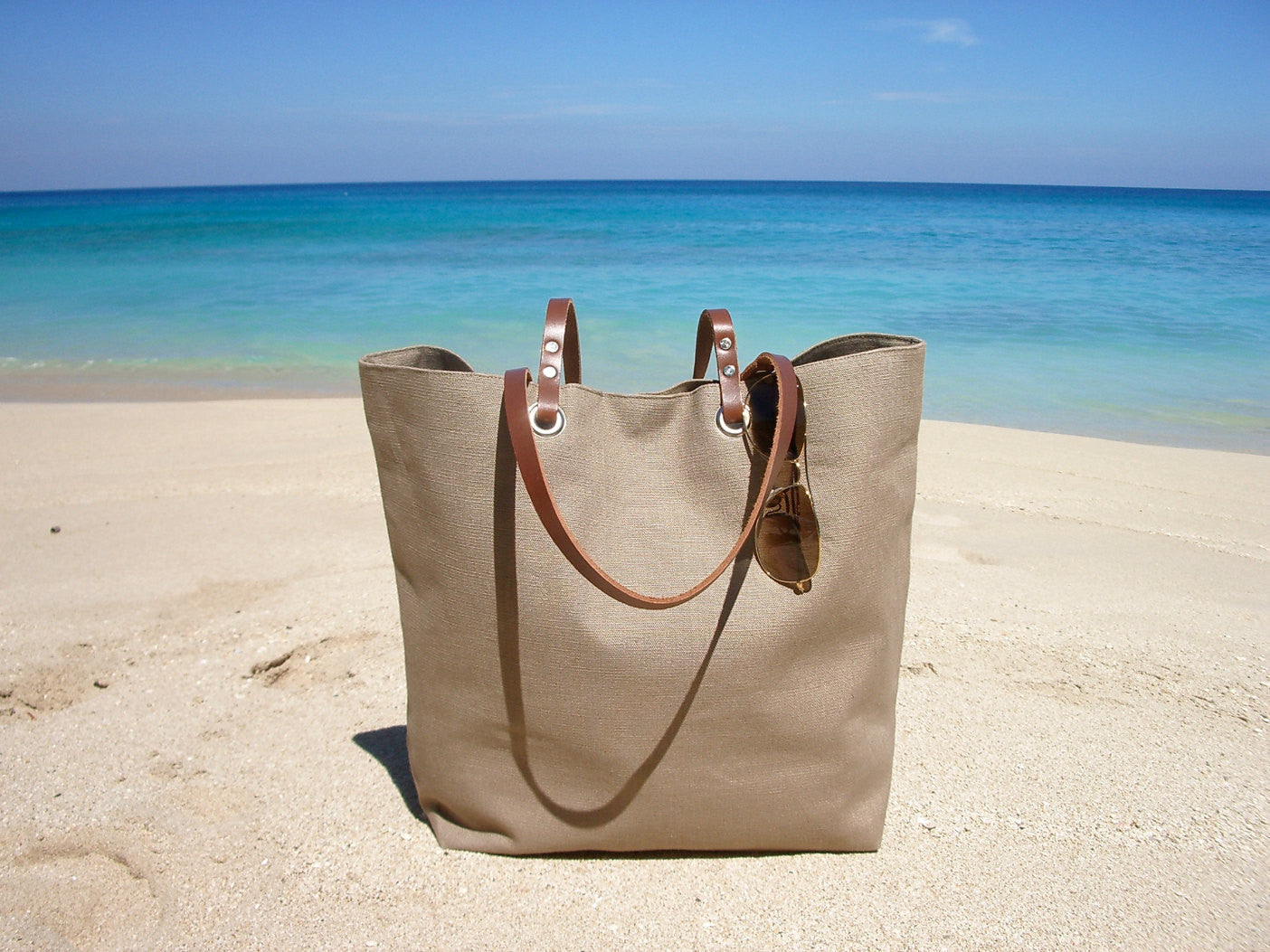 Taupe Linen Beach Bag by Independent Reign - Image 4