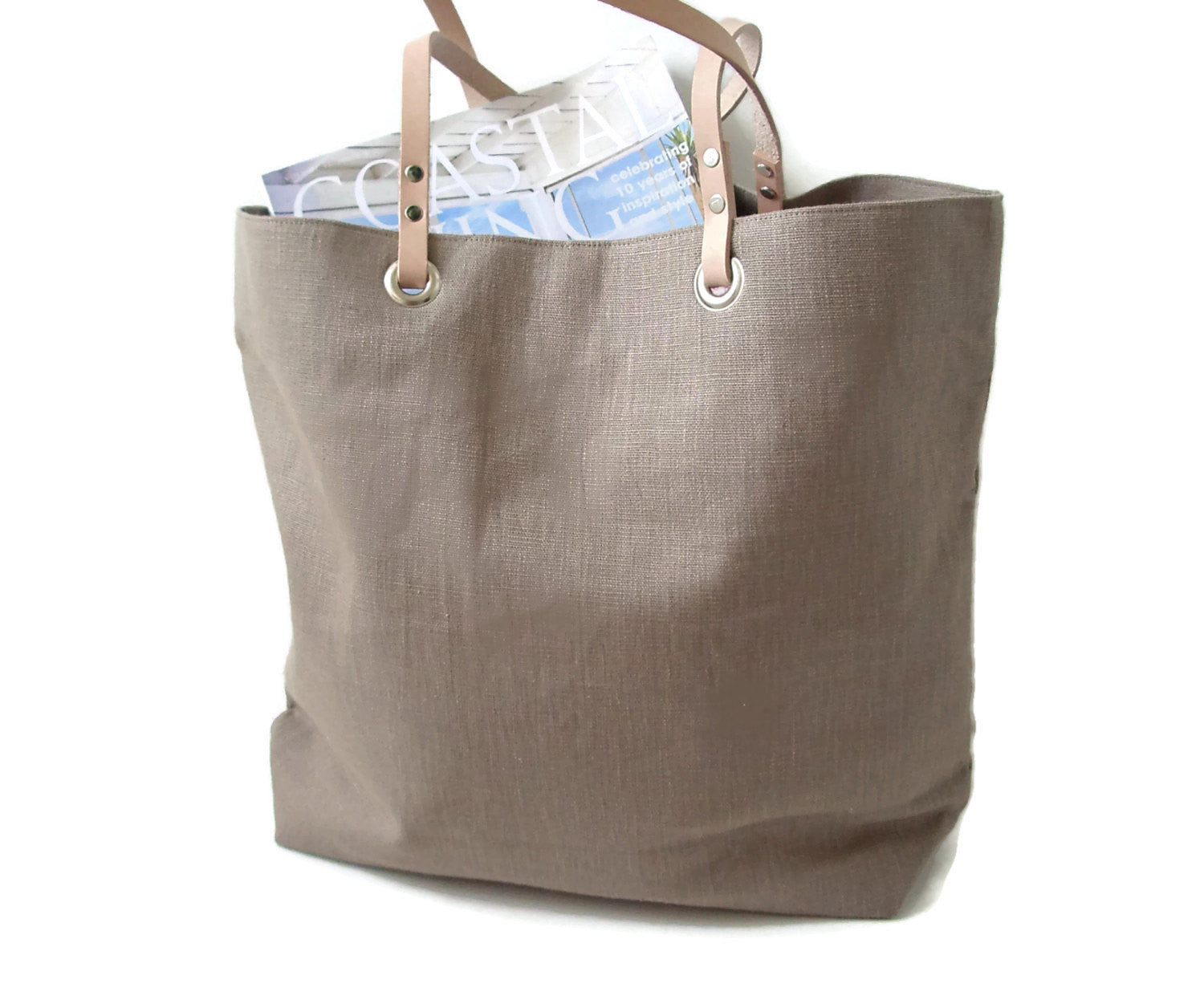 Taupe Linen Beach Bag by Independent Reign - Image 2